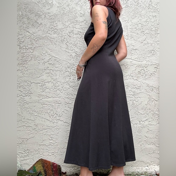 Vintage Black Maxi Dress with Button Details - Picture 6 of 10